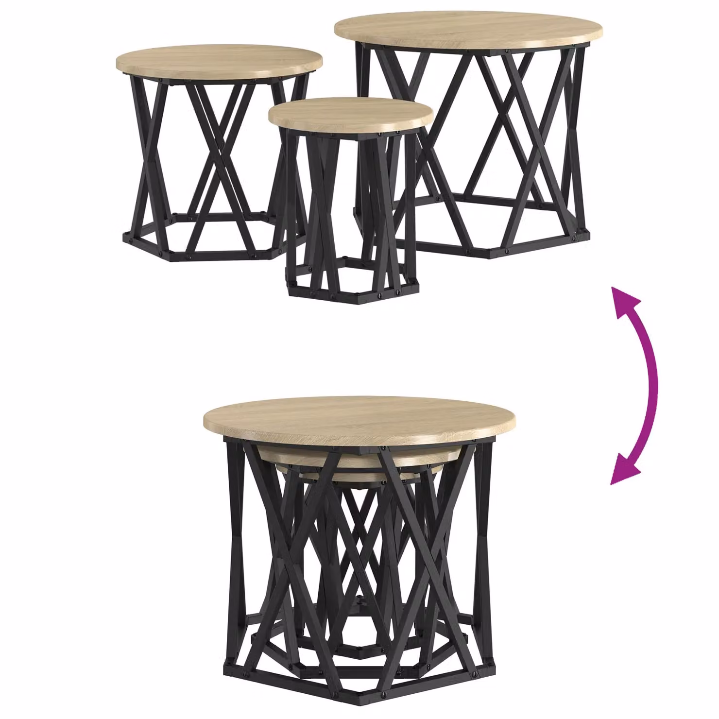 Berkfield Home Nesting Side Tables, Set of 3, Sonoma Oak Engineered Wood in Brown – 7