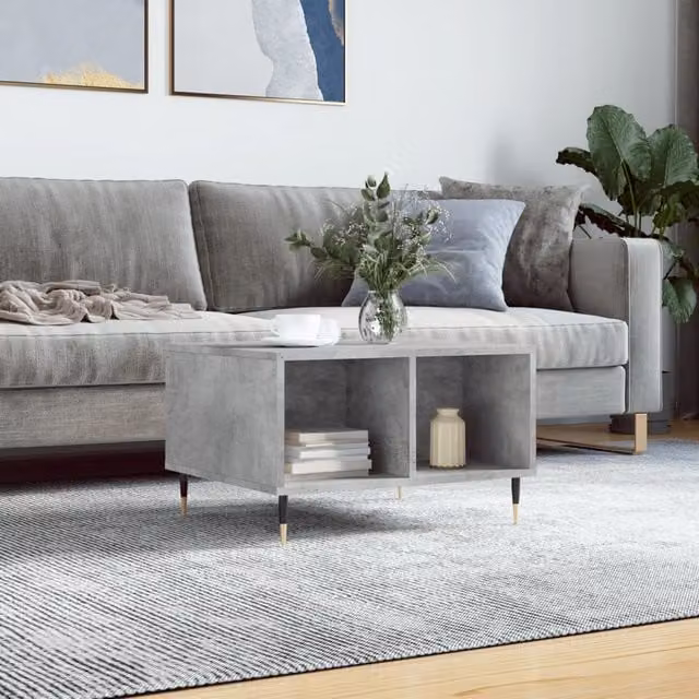 Berkfield Home Modern Grey Coffee Table W: 60 cm, D: 50 cm, H: 36.5 cm