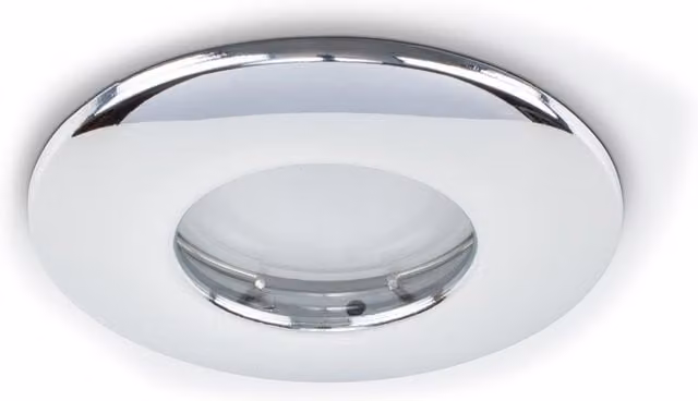 ValueLights Silver Chrome IP65 Fire Rated Recessed Round Bathroom Ceiling Downlight with Replaceable GU10 Bulb