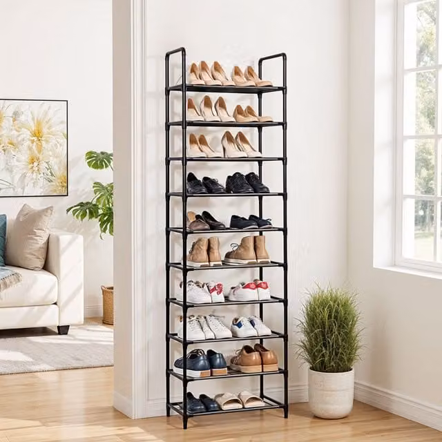 Lifeideas 10-Tier Metal Shoe Rack in Black