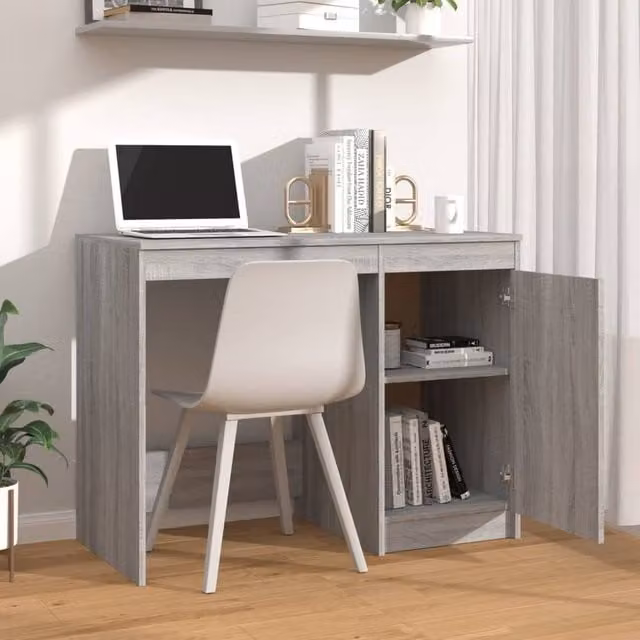 Berkfield Home Elegant Writing Desk in Grey Sonoma, W/D/H: 100 x 50 x 76 cm