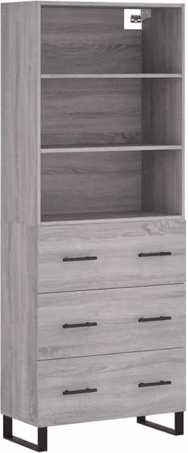 Berkfield Home Grey Sonoma Modern Highboard with Internal Shelves and Doors, W/D/H: 69.5 x 34 x 180 cm – 1