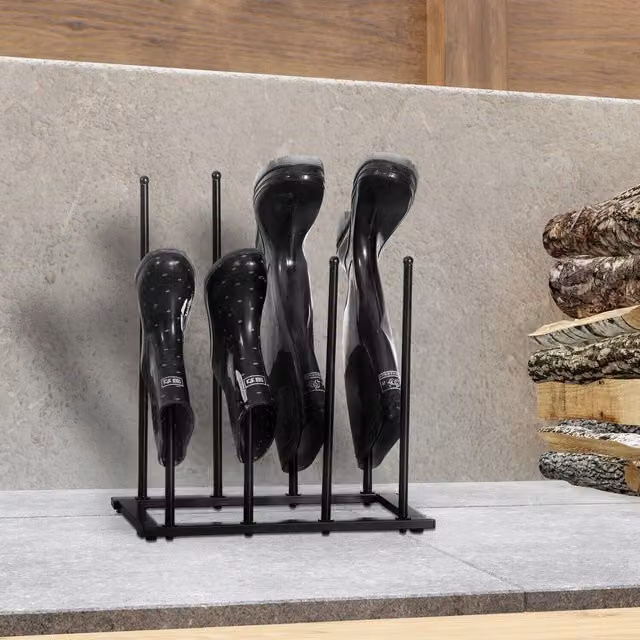 House of Home Metal Welly and Boot Storage Shoe Rack Stand, Black, Holds 4 Pairs – 6
