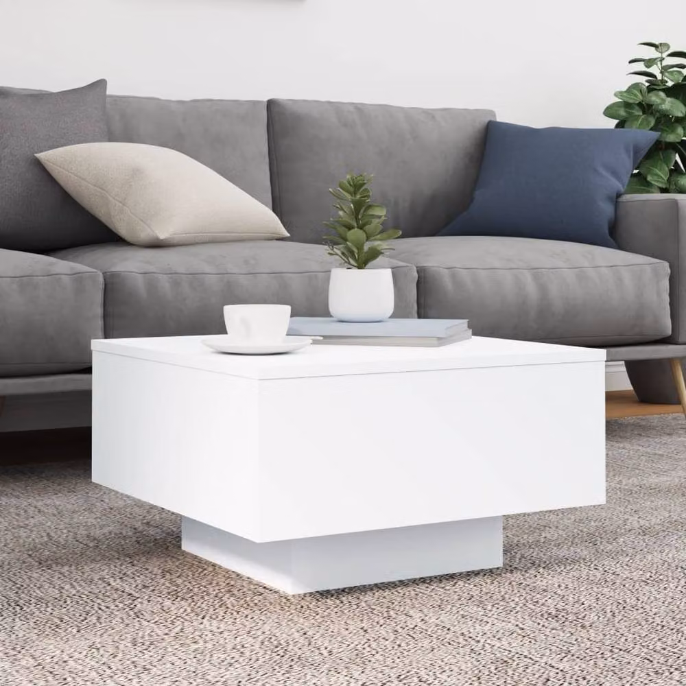 Berkfield Home Modern White Square Coffee Table, W/D/H: 55 x 55 x 31 cm – 3