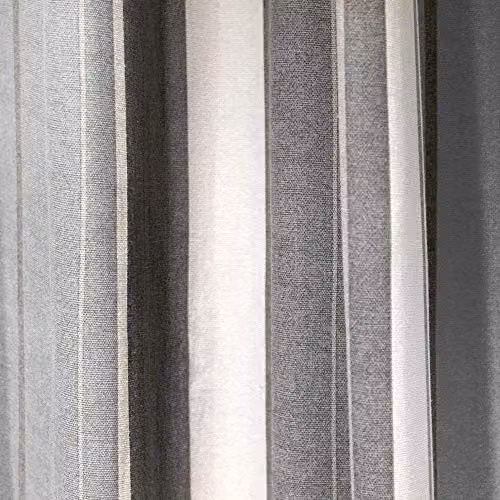 Fusion Grey Striped Eyelet Curtains, 2 Panels, W: 117 cm, H: 183 cm – 2