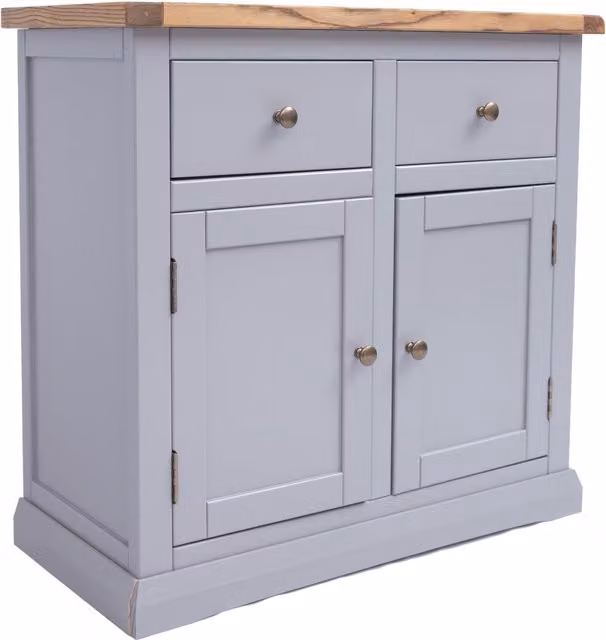 Cabinet Bits Rocca Grey 2 Door 2 Drawer Sideboard with Brass Knobs