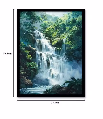 Artery8 Jungle Waterfall Amazon Rainforest Landscape Framed Wall Art Print, W: 21.0 cm, H: 29.7 cm – 5