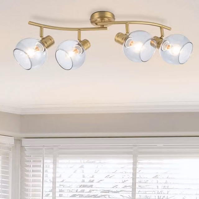 COSYLYTE Hilston 4 Light Bar Glass Spotlight in Gold/Brass