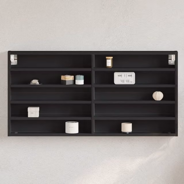 Berkfield Home Classic Vitrine Cabinet in Black with Glass Doors, W/D/H: 100 x 50 x 8.5 cm