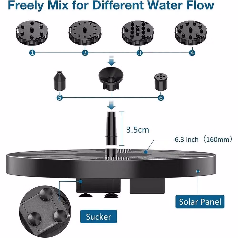 KORVIXA Black Solar Powered Outdoor Fountain Pump – 3