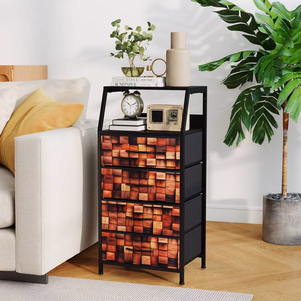 Costway 4-Drawer Dresser Bedside Cabinet and Nightstand in Brown – 3