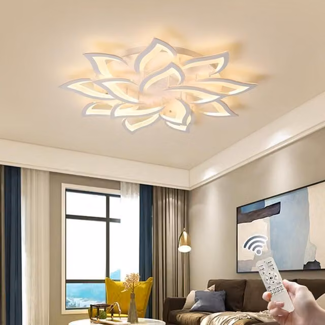 Garwarm Dimmable LED Flush Mount Ceiling Light with Remote Control in White