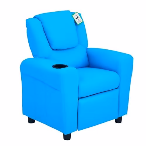 HOMCOM Kids Recliner Armchair in Blue with Adjustable Backrest and Footrest