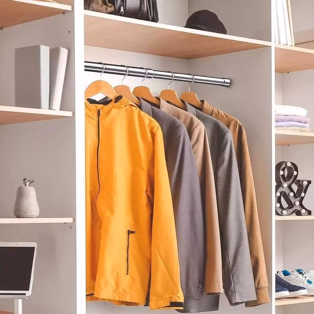 NESTLUNE Adjustable Stainless Steel Wardrobe Hanging Rail in Silver, W: 100 cm, D: 15 cm – 3