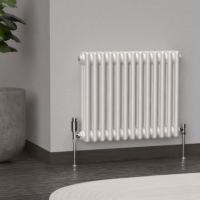 Lux Heat Horizontal 3 Column Steel Radiator in White, W: 60.5 cm, H: 50 cm