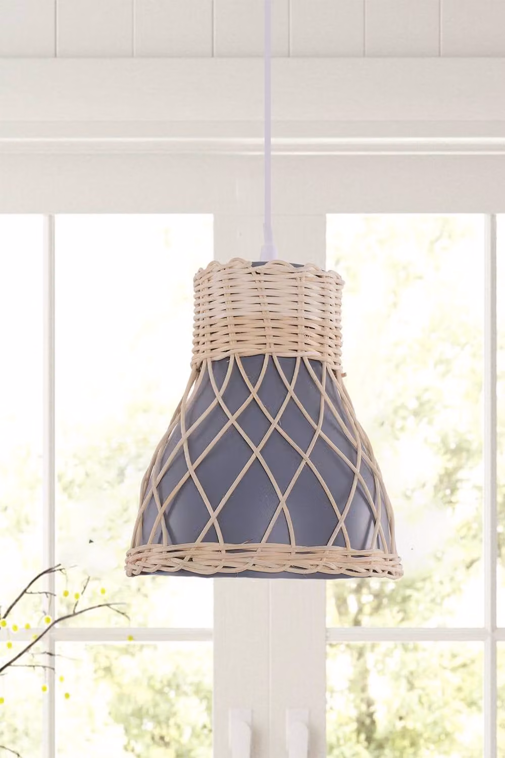 Living and Home Handmade Rattan Pendant Light in Grey – 3