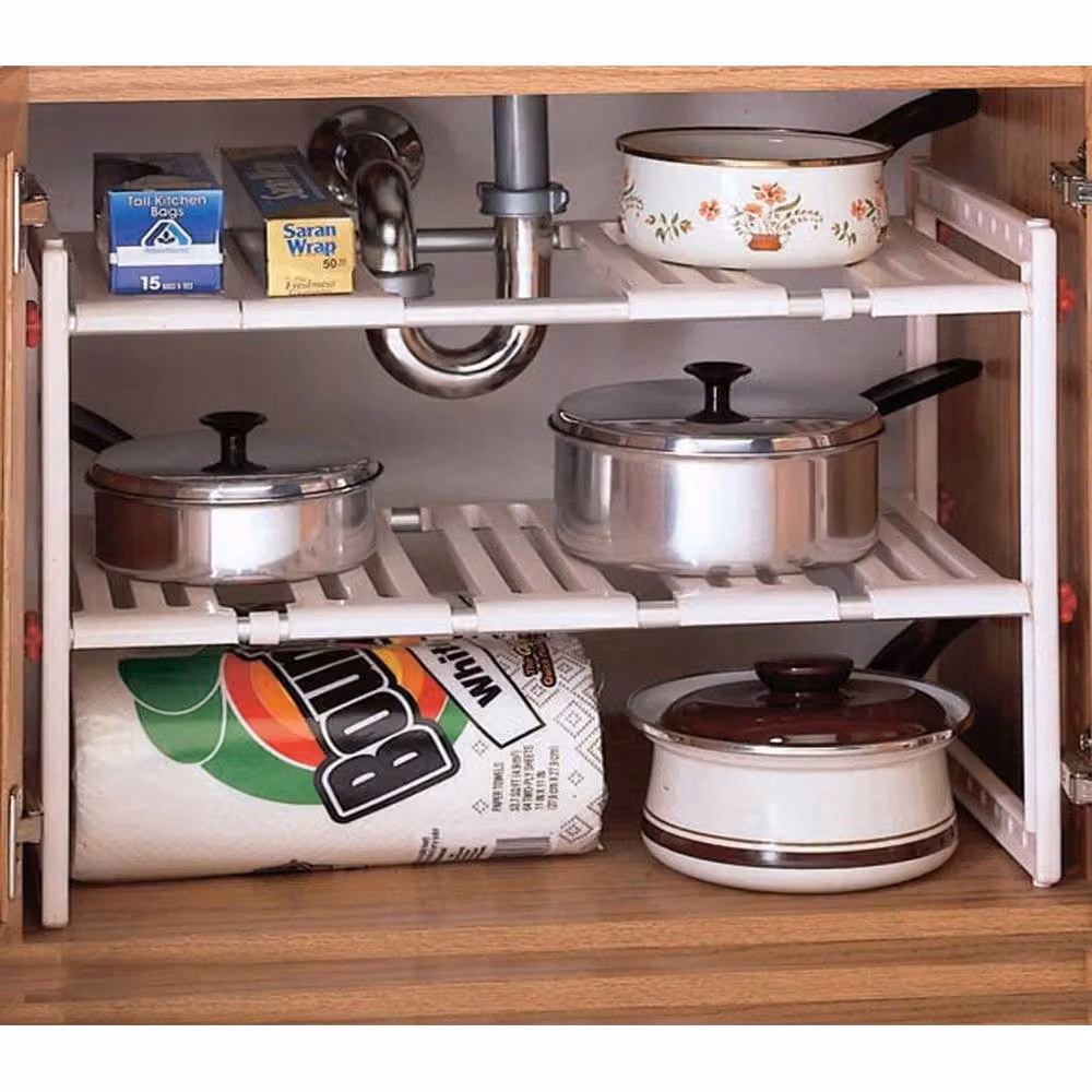 Kelvenix Multipurpose Under Sink Storage Caddy Rack, 2 Pack, White – 2
