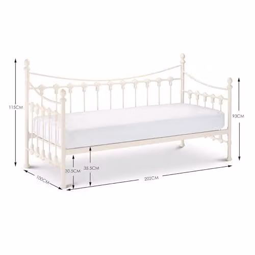 Julian Bowen Versailles Metal Daybed, White, W/D/H: 200 x 90 x 115 cm – 2