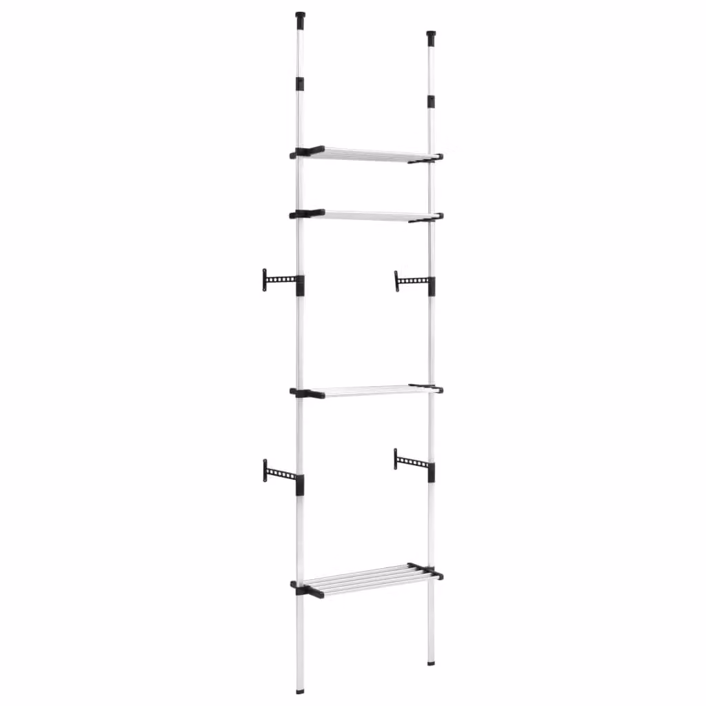 Berkfield Home Telescopic Wardrobe System with Shelves in Silver Aluminium – 1