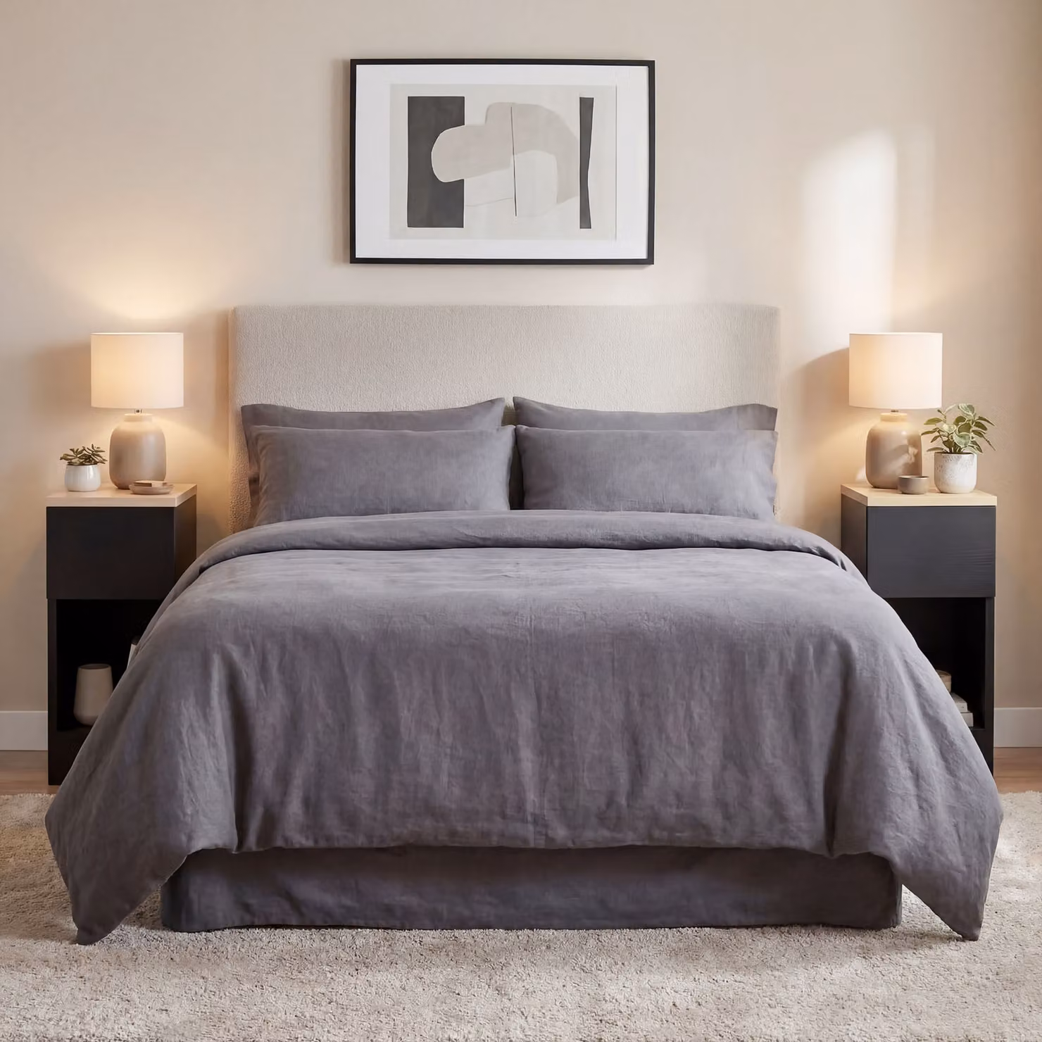 HOMCOM Set of Two Modern Black Bedside Tables – 7