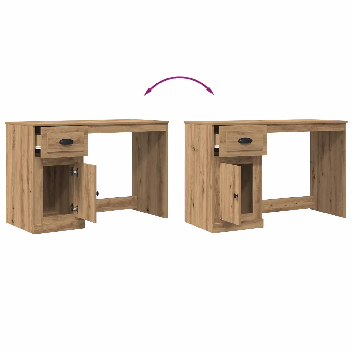 Berkfield Modern Computer Desk in Brown Artisan Oak with Storage, W/D/H: 115 x 50 x 75 cm – 3