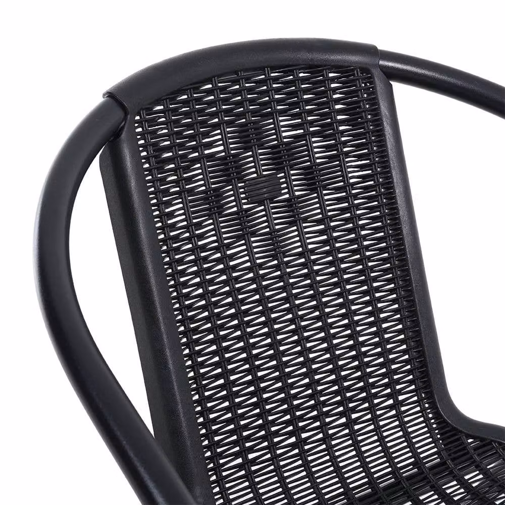 Living and Home 6-Pack Stackable Vintage Rattan Armchairs in Matt Black – 3