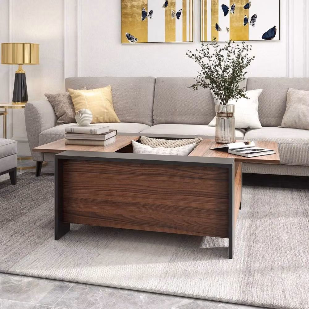 VOGREX Brown Extendable Square Coffee Table with Sliding Top – 5