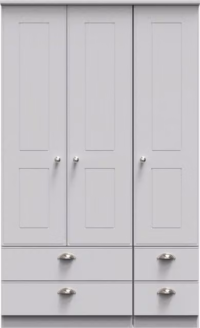 2 U Albert Ready Assembled Triple Wardrobe with 2 Drawers in Grey