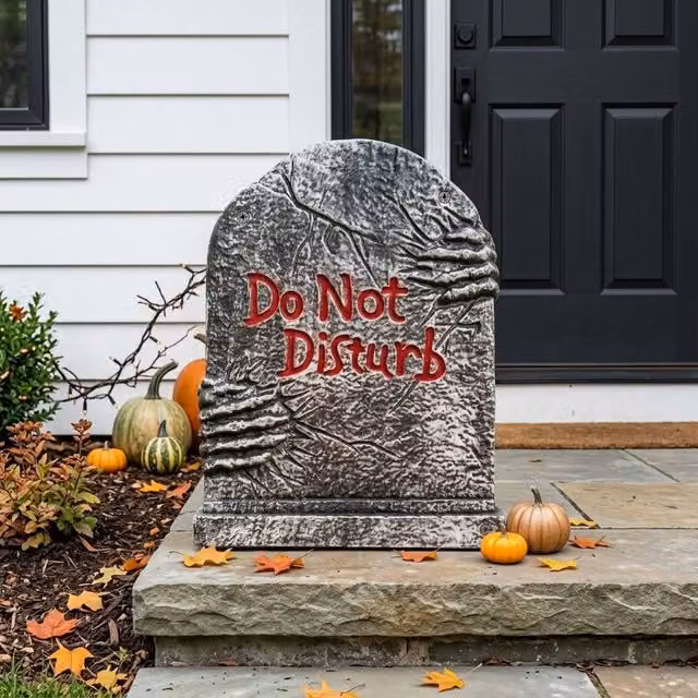Garden Greatness Do Not Disturb Halloween Tombstone in Grey and Multicolour