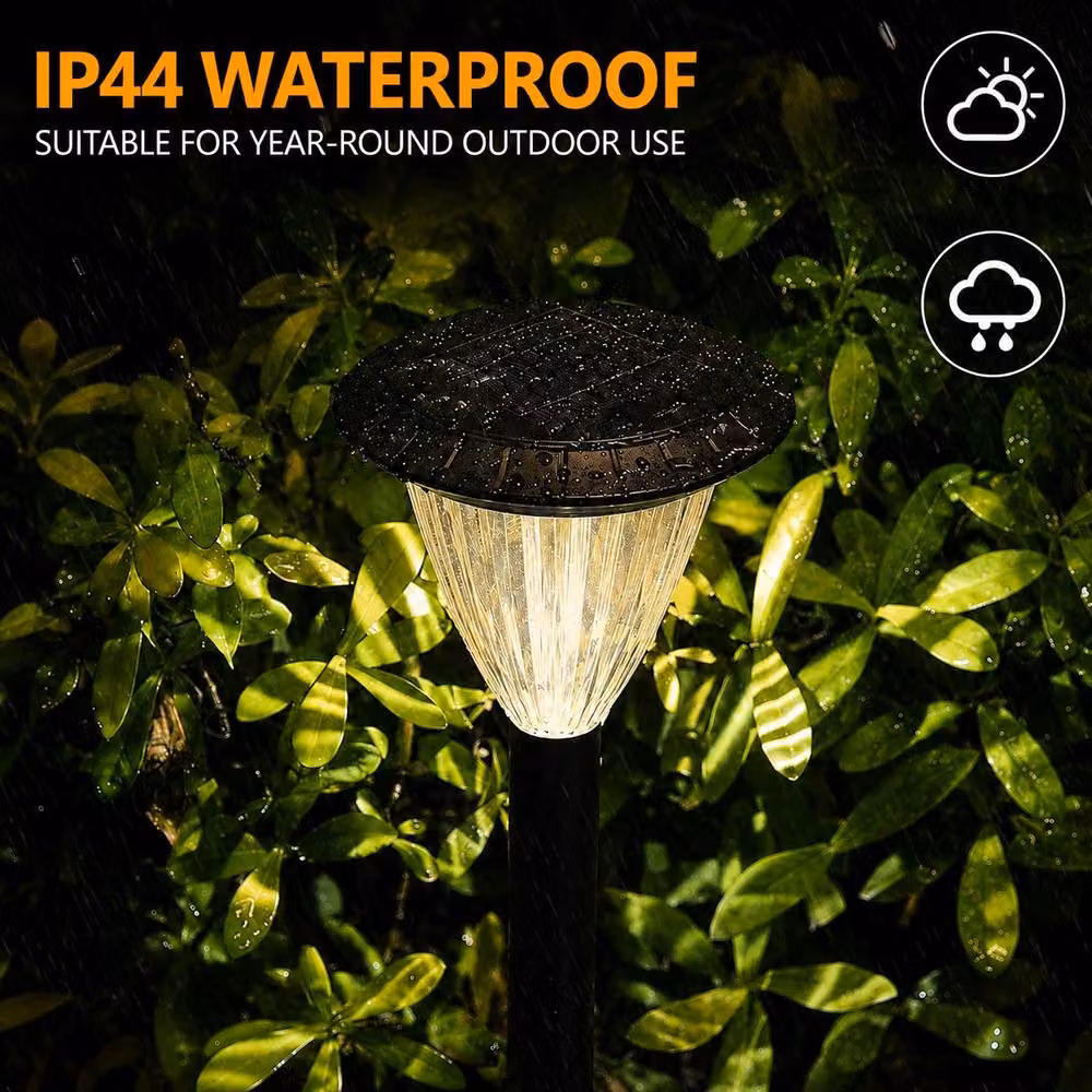 GWSOLAR Solar Garden Path Lights, Warm White, Black, Pack of 3 – 5