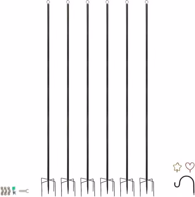 Harbour Housewares Black Metal Outdoor Festoon Pole
