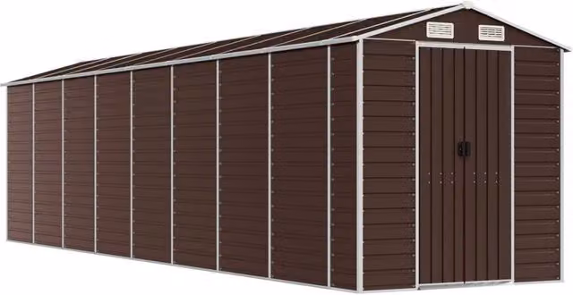 Berkfield Home Brown Galvanised Steel Garden Shed W/D/H: 725 x 191 x 198 cm – 1