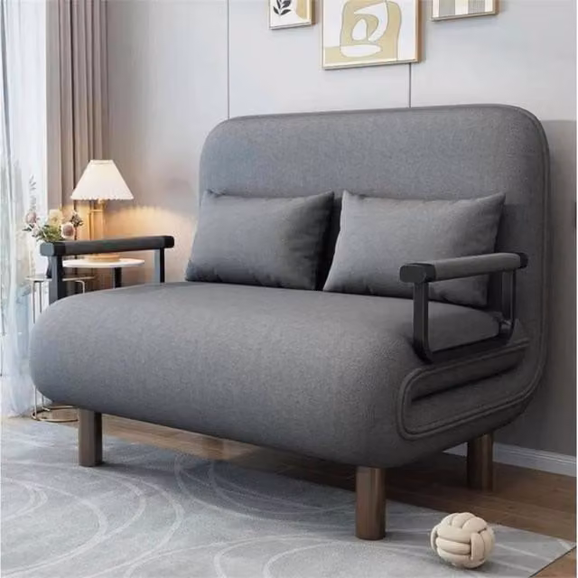 Nordara Grey Fabric Double Sofa Bed with Sleeping Function and Removable Covers, W/D/H: 100 x 190 cm – 1