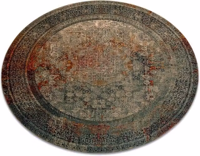 RugsX Wool Omega Round Oriental Vintage Rug in Green and Multicolour, Diameter: 200 cm – 1