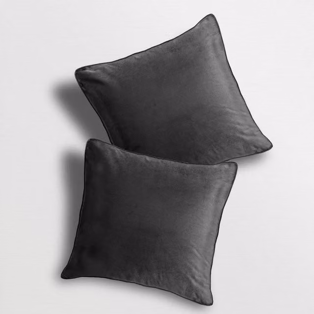Velosso Luna Charcoal Velvet Filled Cushion with Removable Cover, W/D/H: 43 x 43 x 43 cm