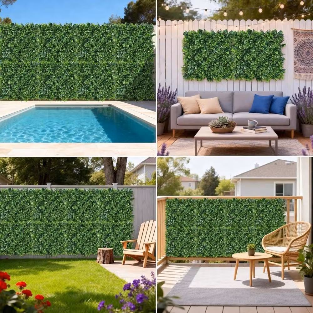 VOGREX 8-Pack Lifelike Artificial Greenery Wall Panels, Green, W/D/H: 50 x 50 x 50 cm – 4