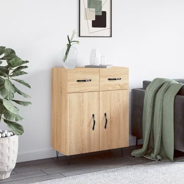 Berkfield Home Sonoma Oak Sideboard in Brown, W/D/H: 69.5 x 34 x 90 cm – 1