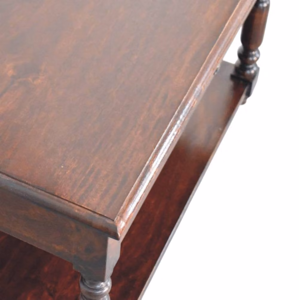 STILVORA Mango Wood Coffee Table with Drawer and Shelf in Brown – 5