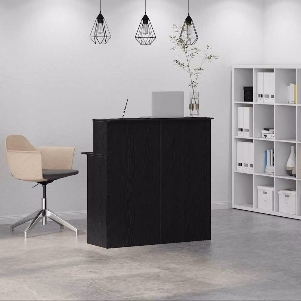 Berkfield Home Black Modern Reception Desk in Engineered Wood W/D/H: 100 x 50 x 103.5 cm – 3