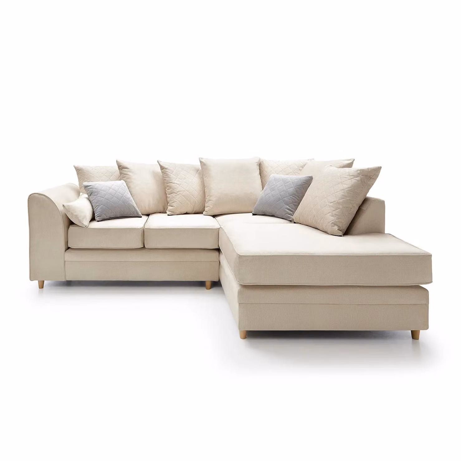 Abakus Direct Chicago Spill-Proof Velvet Right Hand Facing Corner Sofa in Cream – 2