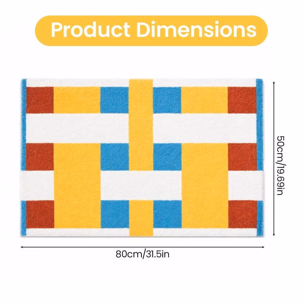 FLAVORA Non-Slip Microfibre Bath Mat in Multicolour with Graphic Design – 3