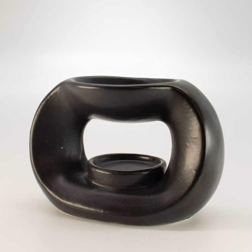 Serenityy Ceramic Zen Oval Pebble Oil Burner in Matt Black – 2