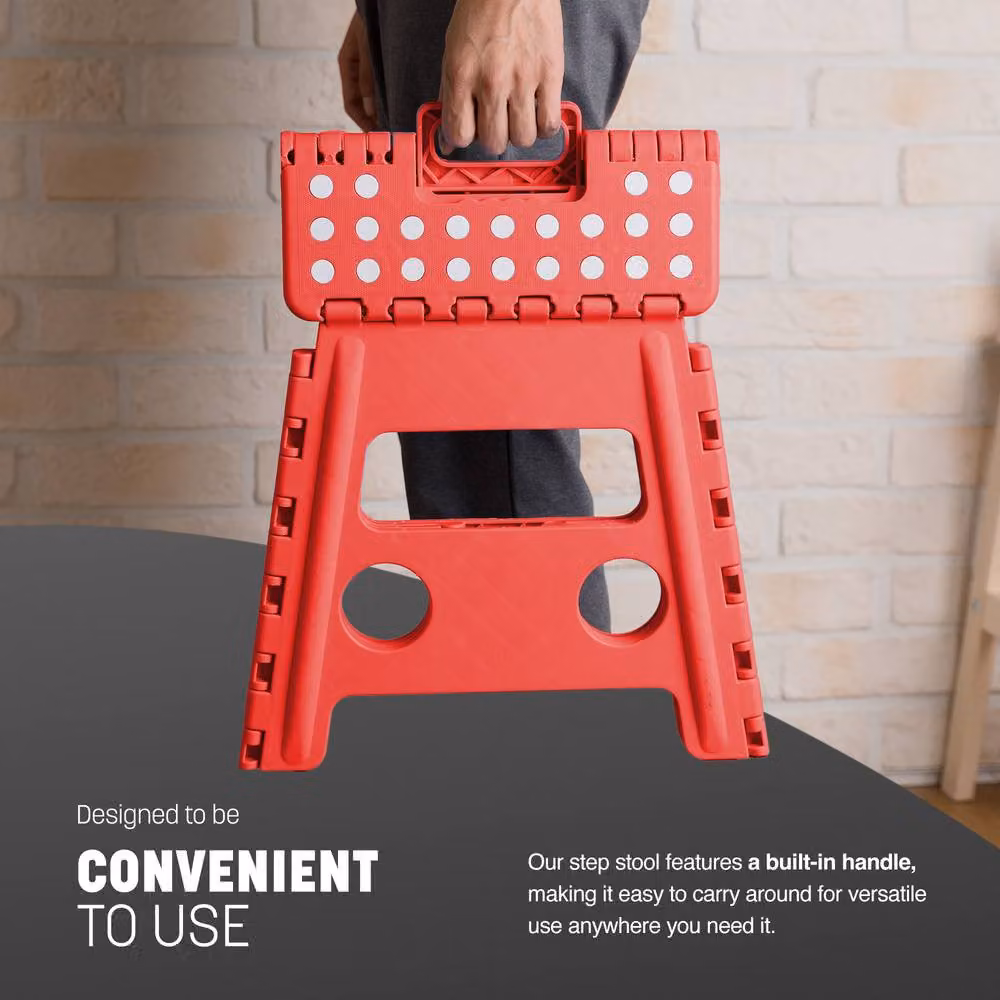 Keplin Heavy Duty Folding Step Stool, Red, W/D/H: 37 x 22 x 22 cm – 3