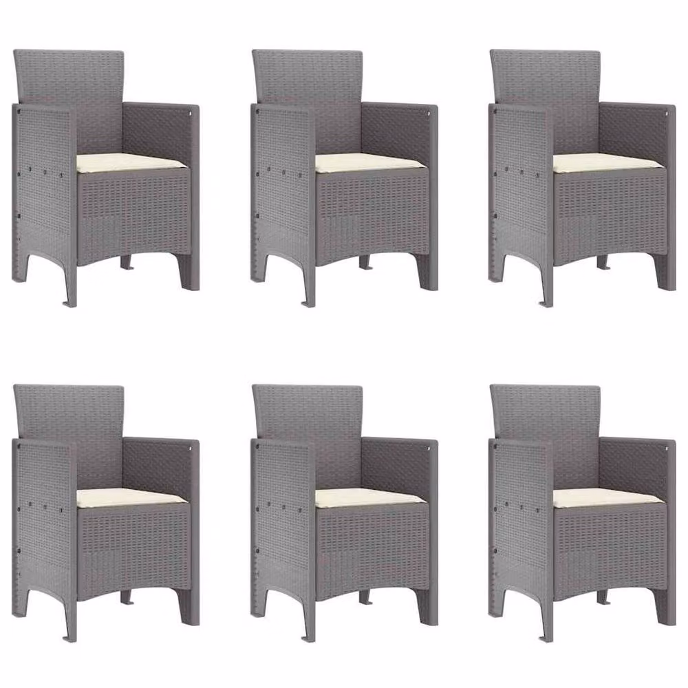 Berkfield Home Modern 7 Piece Garden Dining Set with Light Grey Cushions and Poly Rattan – 3