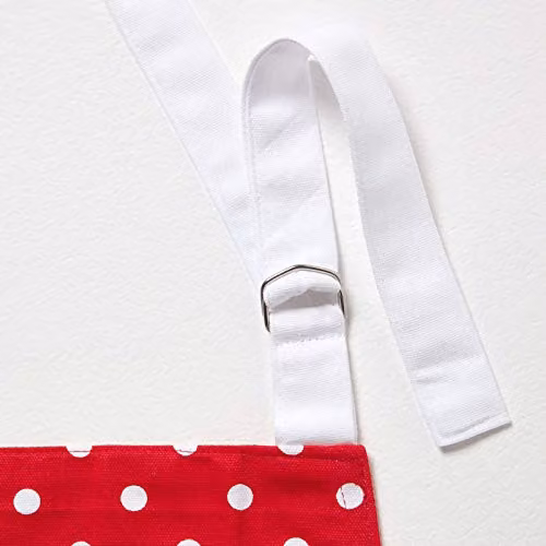 Homescapes Red and White Polka Dot Cotton Unisex Apron – 3