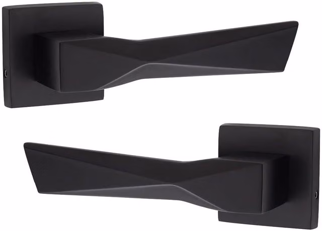 Golden Grace Matt Black Bathroom Complete Door Handle Hinge Set