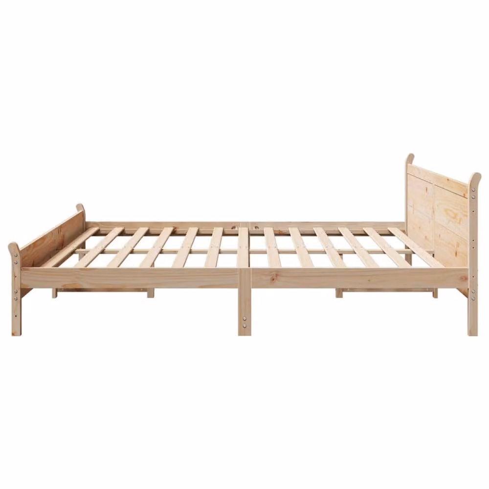 Berkfield Home Super King Solid Wood Pine Bed Frame in Natural, W/D/H: 180 x 200 cm – 3