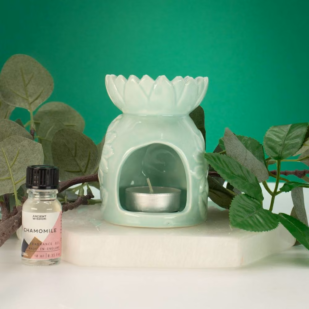 Serenityy Ceramic Sunflower Tealight Oil Burner in Green – 2