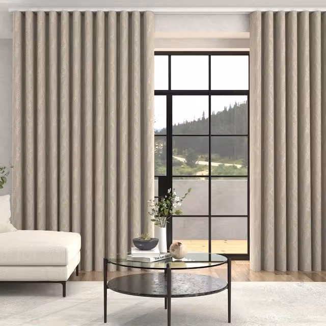 Terrys Grace Jacquard Floral Made To Measure Blackout Curtains in Beige Linen Style