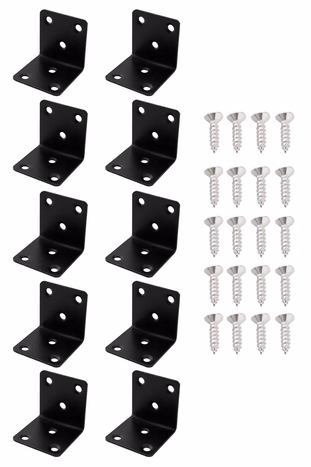 Living and Home 10-piece Matt Black Stainless Steel L-shaped Corner Brace Set, 40 x 40 mm – 4